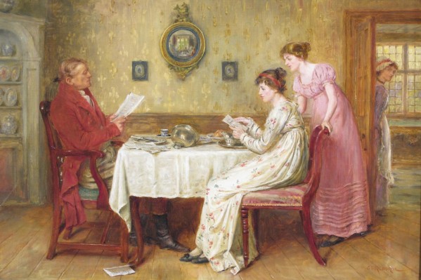 Rreading the news by George Goodwin Kilburne